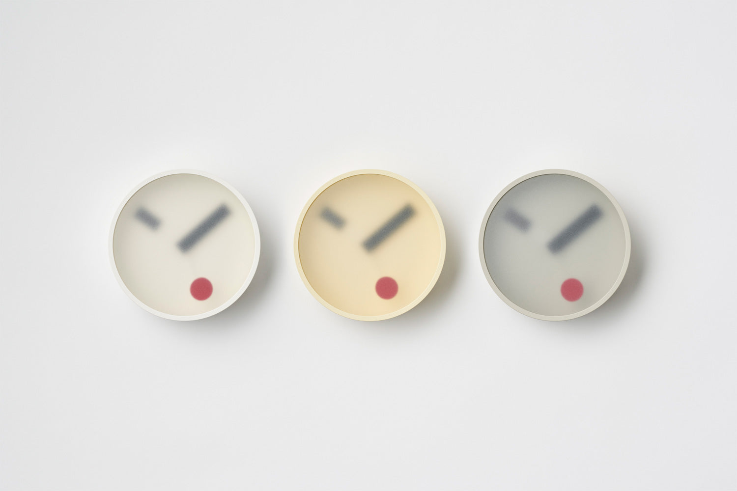 Lemnos Kehai wall clock - all color variations with red pendulum